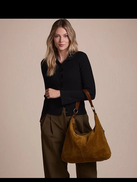 Patricia Nash Handbags - Patricia Nash Cognac Brown Suede Hobo Shoulder Bag With Leather Strap. NWT
